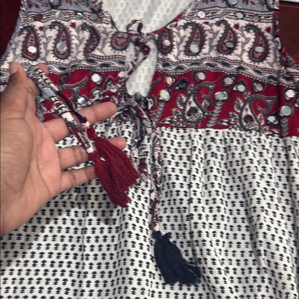 Anthropologie Red, Black & White Printed Maxi Dress - Picture 14 of 15